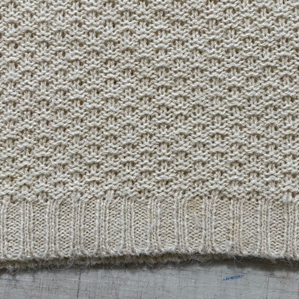 Vintage America Beige Sweater with Patterned Neckline with tie strings tassels - Picture 7 of 8